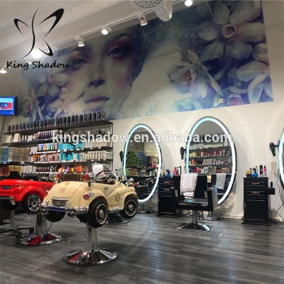 Popular barbershop equipment styling station makeup mirror with LED lighting for sale