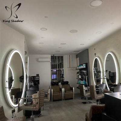 Popular barbershop equipment styling station makeup mirror with LED lighting for sale